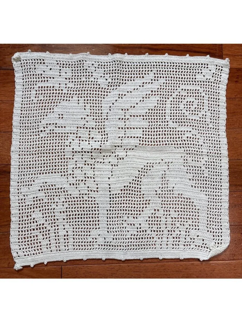 Handmade Crochet Lace Panel Cream 14x15